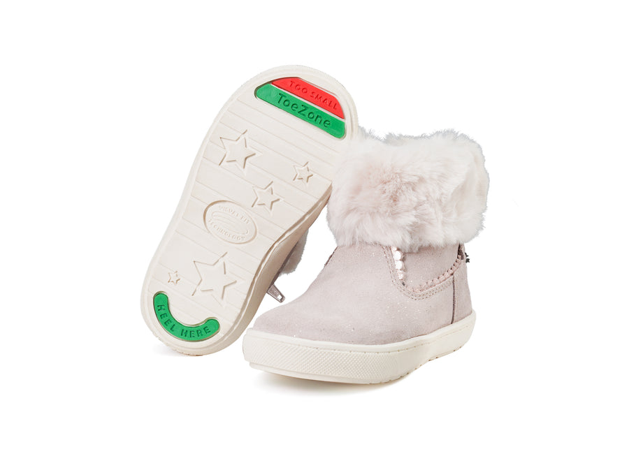 VIENNA Girls Pink Shimmer Fur Boots Available in Half Sizes Infant 4 Pink ToeZone Footwear