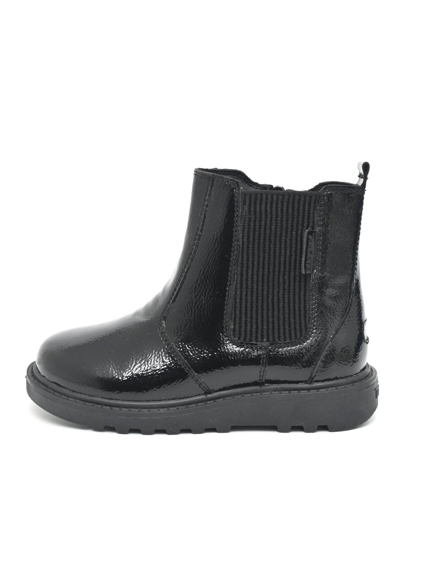 AMARA - Girls' Black Patent Leather Ankle Boots Boots All Girls ToeZone Footwear