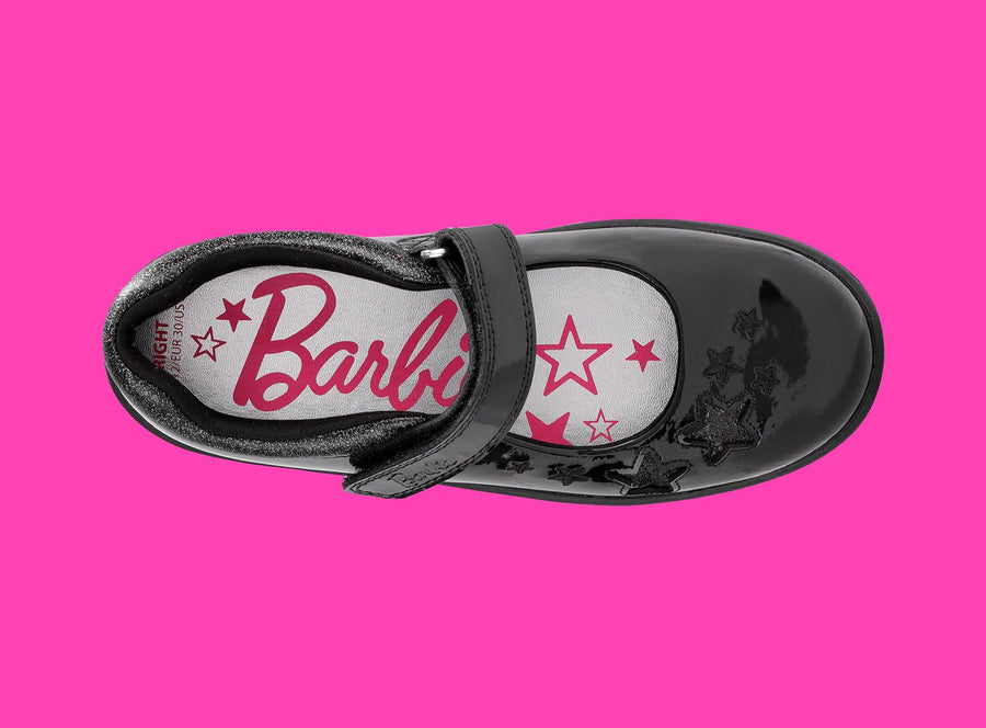 BARBIE - Girls Barbie Character Patent Rip - Tape School Shoes Girl School Shoe ToeZone Footwear