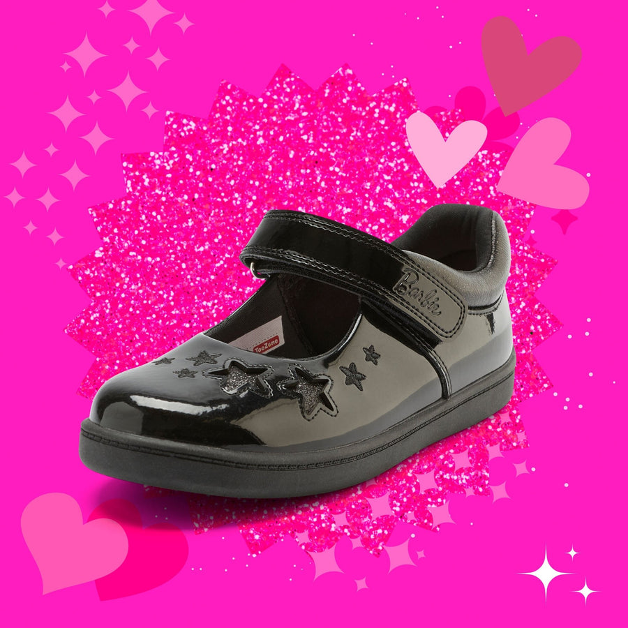 BARBIE - Girls Barbie Character Patent Rip - Tape School Shoes Girl School Shoe ToeZone Footwear