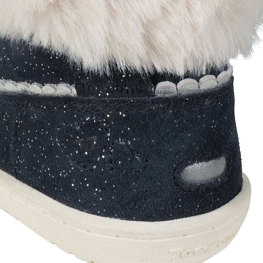 FREYA - Girls' Navy Shimmer Fur Boot All Girls ToeZone Footwear