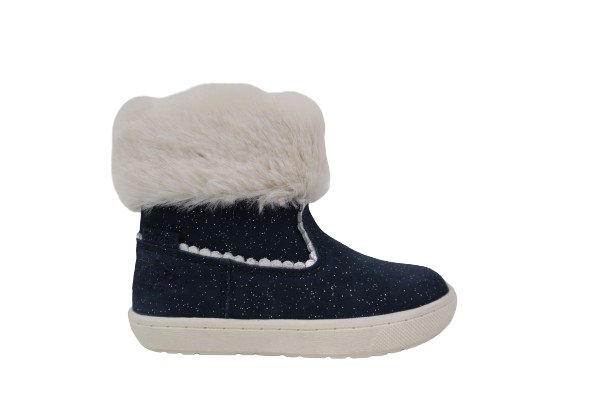 FREYA - Girls' Navy Shimmer Fur Boot All Girls ToeZone Footwear