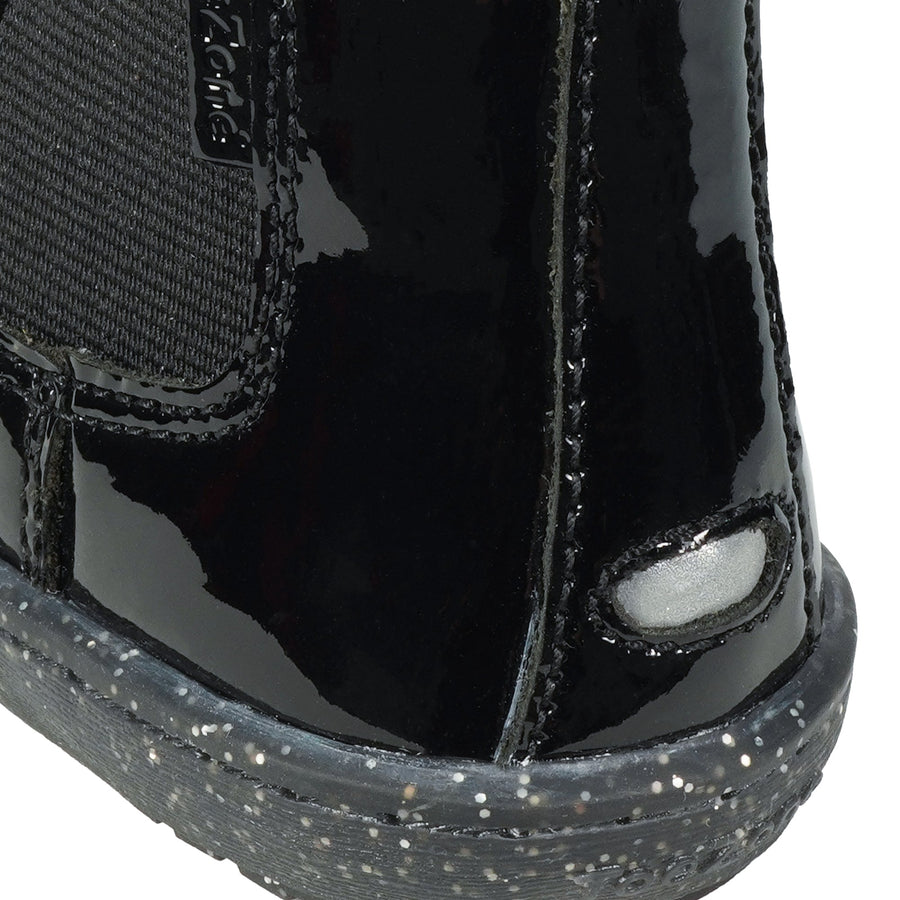 HARLOW - Girls' Black Patent Gusset Boot All Girls ToeZone Footwear