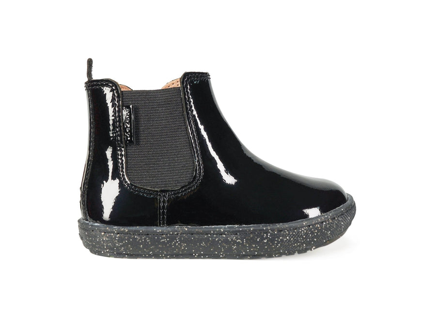 HARLOW - Girls' Black Patent Gusset Boot All Girls ToeZone Footwear