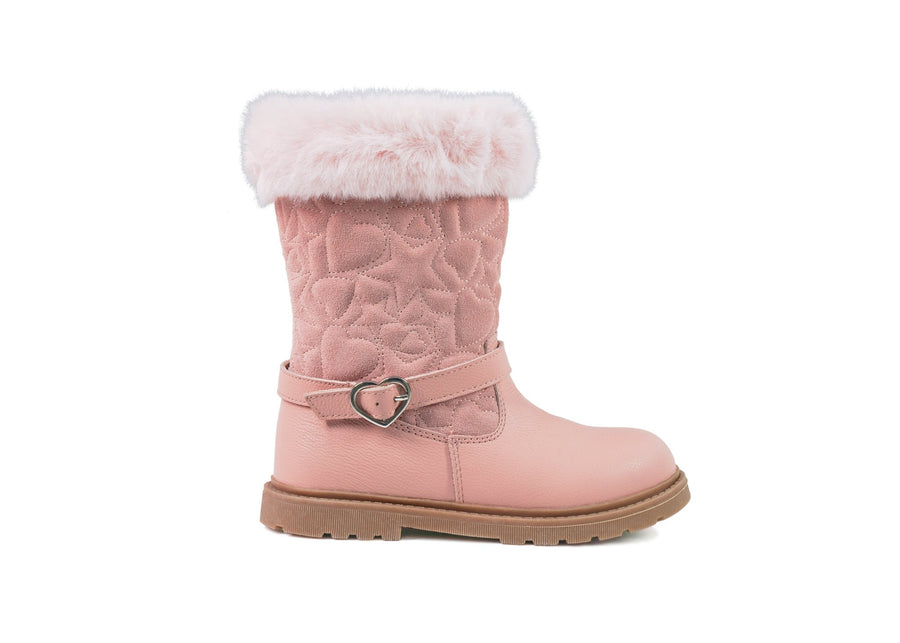 JO - Girls' Pink Leather & Suede Fur Boots Boots All Girls ToeZone Footwear