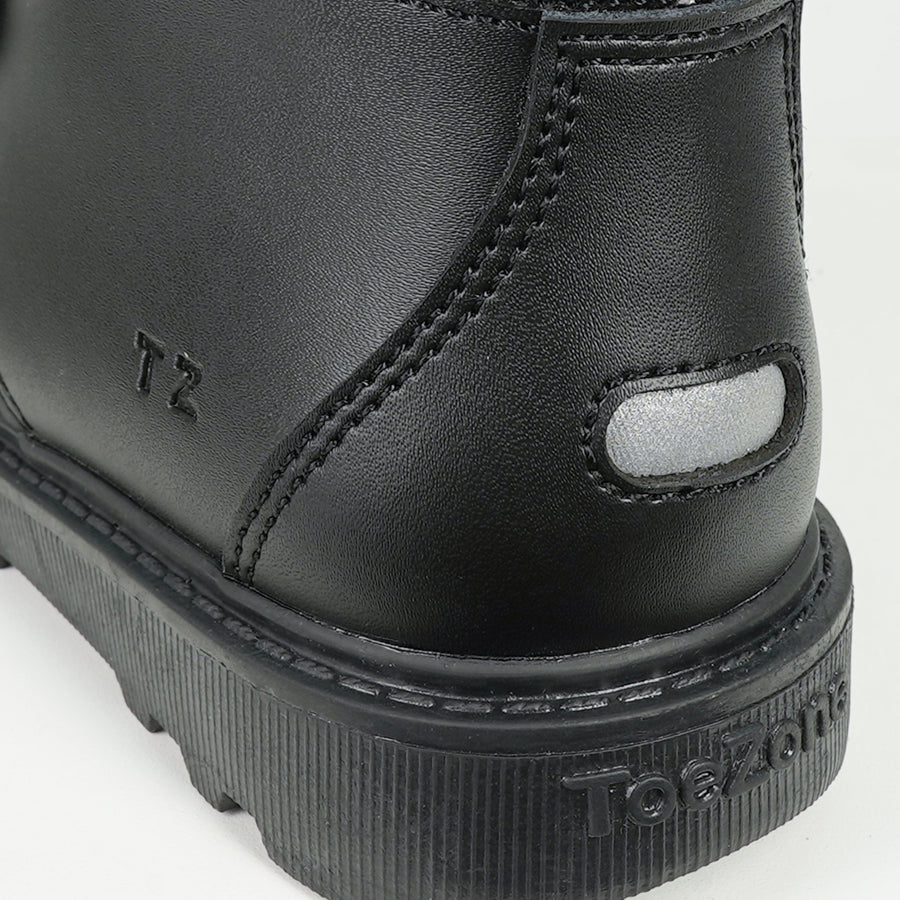 LEVI - Boys' Black Coated Leather Ankle Boots Boots All Boys ToeZone Footwear