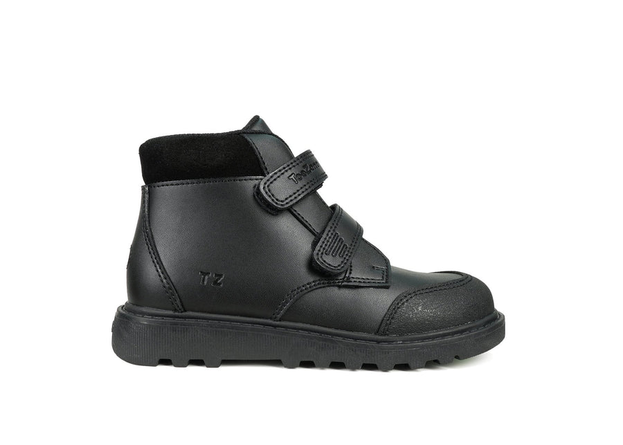 LEVI - Boys' Black Coated Leather Ankle Boots Boots All Boys ToeZone Footwear