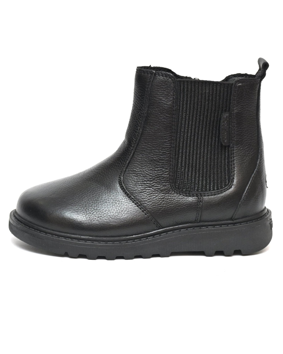 LILY - Girls' Black Leather Ankle Boots