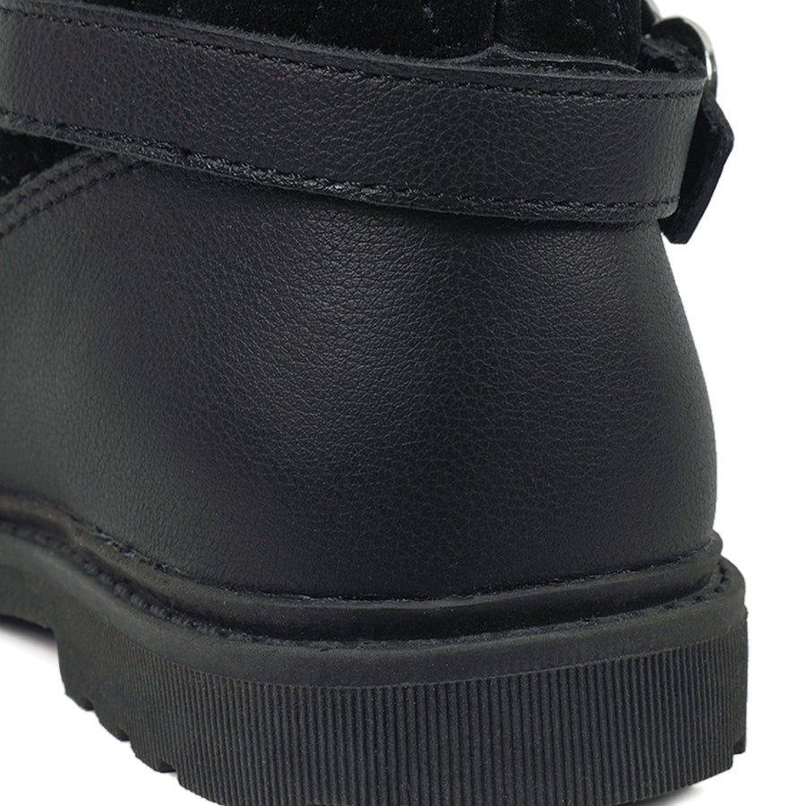 LUMI - Girls' Black Leather & Suede Fur Boots All Girls ToeZone Footwear