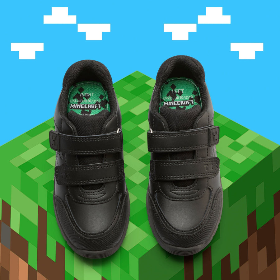 MINECRAFT - Boys Minecraft Character Memory Foam Double Rip - Tape School Shoes Boys School Shoes ToeZone Footwear