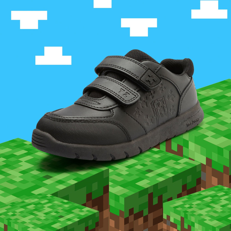 MINECRAFT - Boys Minecraft Character Memory Foam Double Rip - Tape School Shoes Boys School Shoes ToeZone Footwear