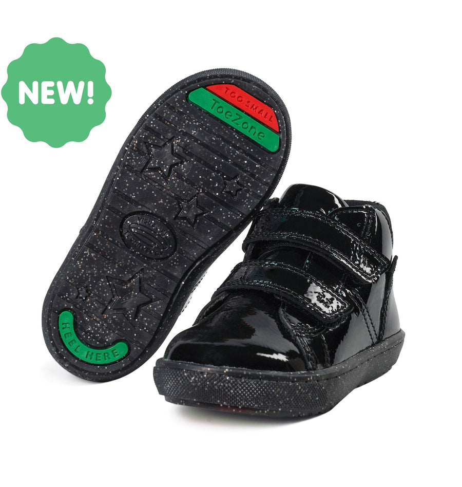 RILEY - Girls' Black Crinkle Rip Tape Boot (Available in Half Sizes) All Girls ToeZone Footwear