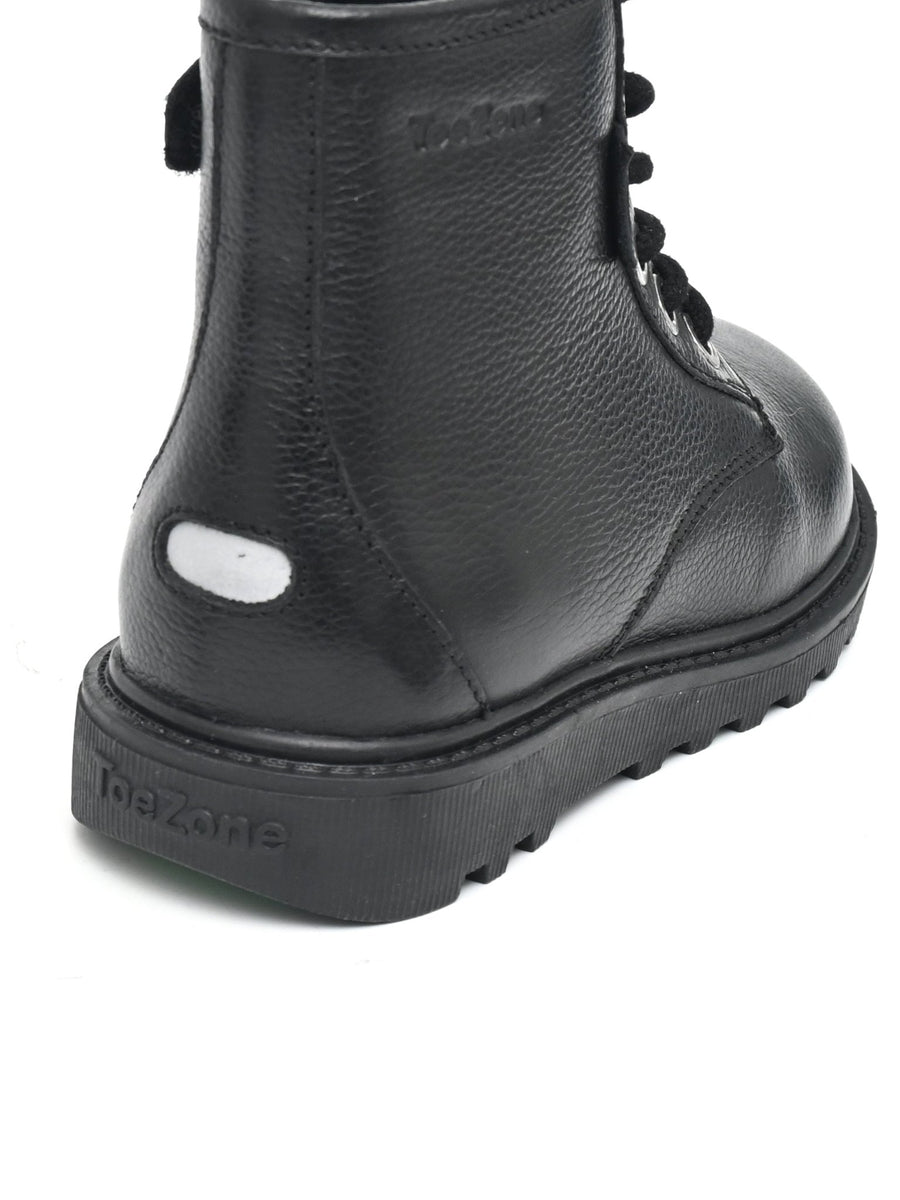 STORM - Boys' Black Leather Ankle Boots All Boys ToeZone Footwear