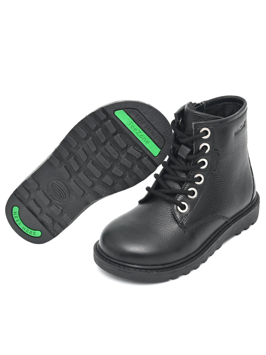 STORM - Boys' Black Leather Ankle Boots All Boys ToeZone Footwear