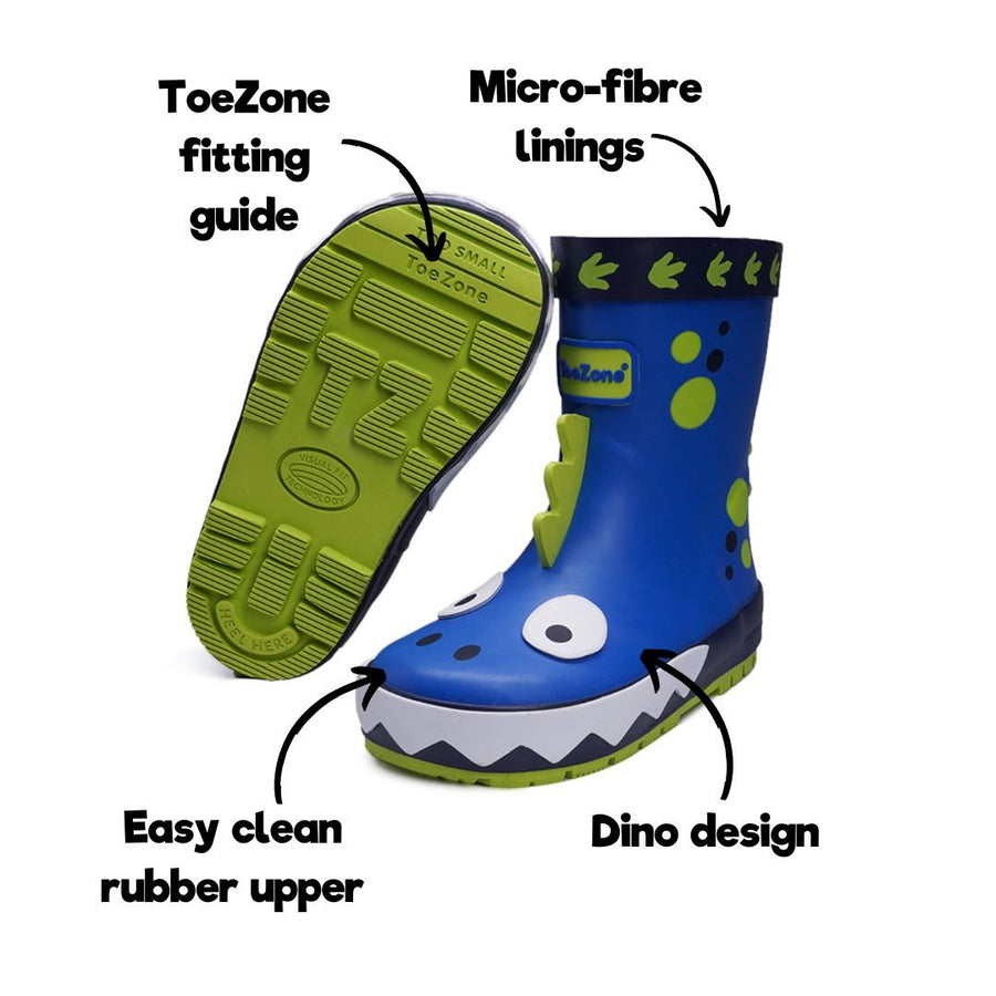 TOM - Dinosaur Wellies Wellies All Boys ToeZone Footwear